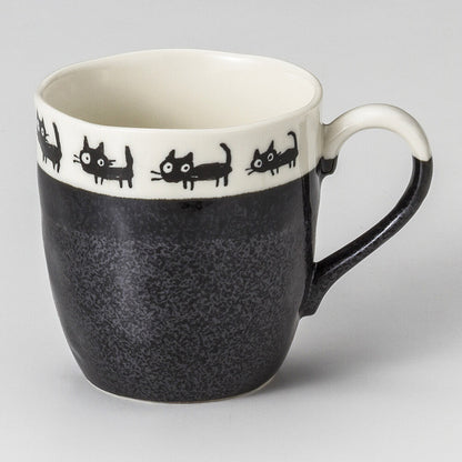 Black Cat Mino Pottery Mug 330ml