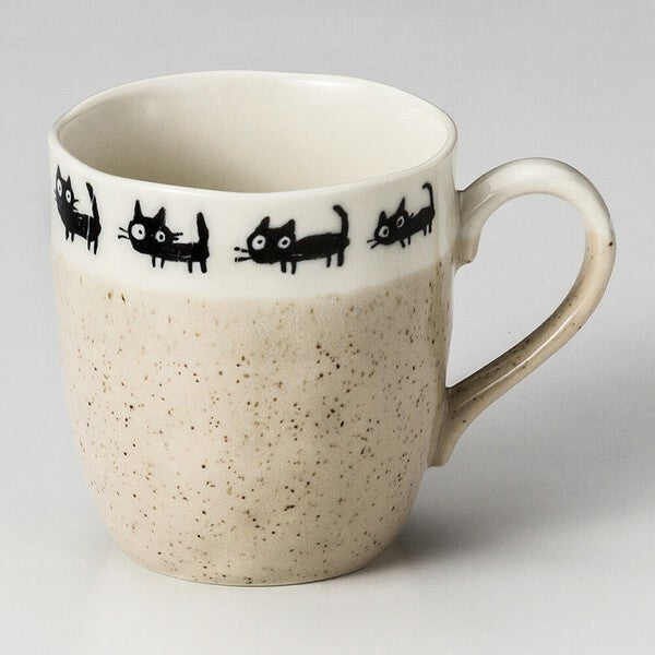 Black Cat Mino Pottery Mug 330ml