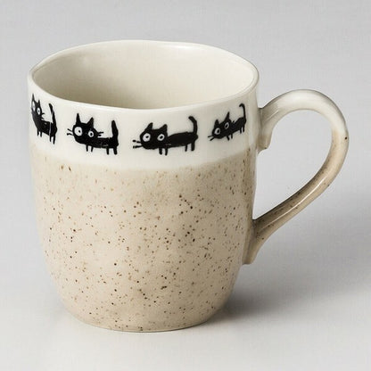 Black Cat Mino Pottery Mug 330ml