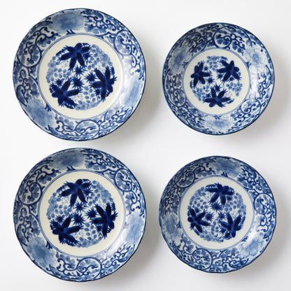 Blue Maple Blossom Ceramic Bowl & Plate | Made in Japan