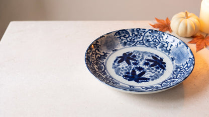 Blue Maple Blossom Ceramic Bowl & Plate | Made in Japan