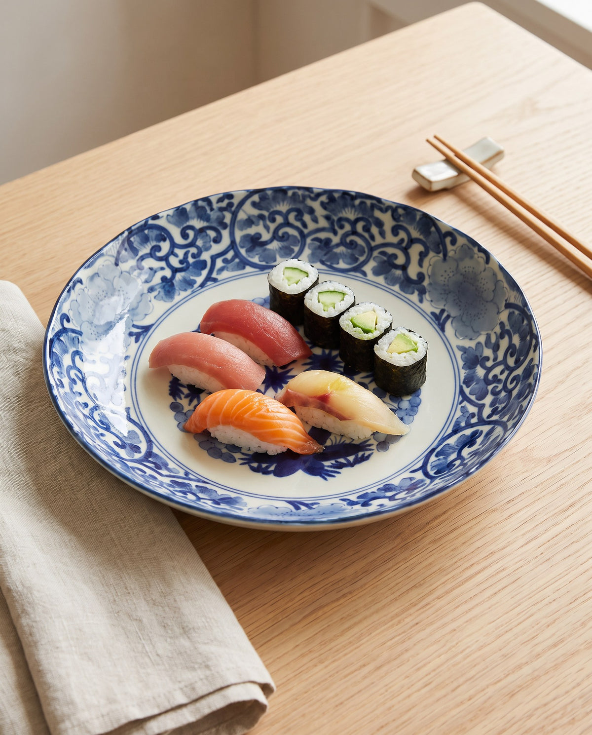 Blue Maple Blossom Ceramic Bowl & Plate | Made in Japan