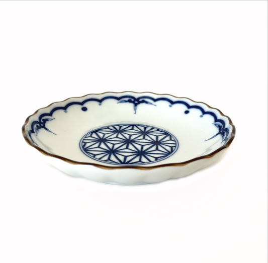Japanese Blue and White Seigaiha Pattern Ceramic Tableware