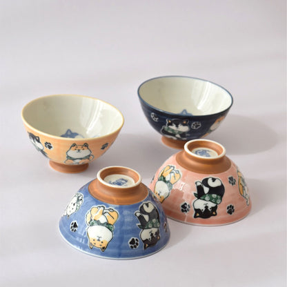Japanese Mino Ware Shiba Inu Ceramic Rice Bowl (11.5cm)