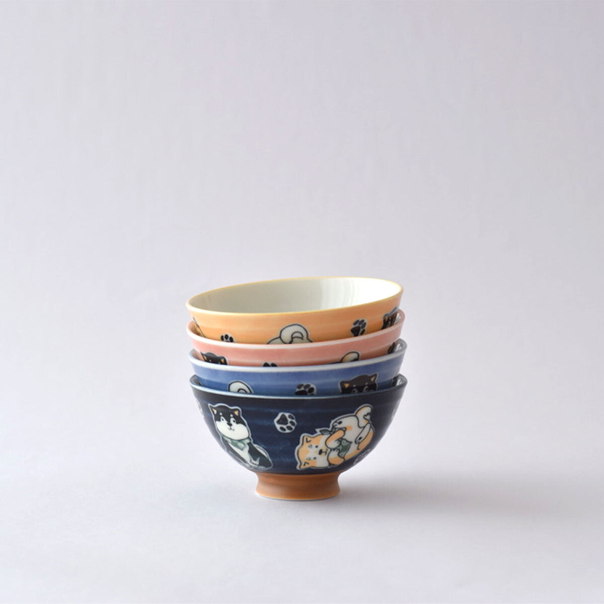 Japanese Mino Ware Shiba Inu Ceramic Rice Bowl (11.5cm)