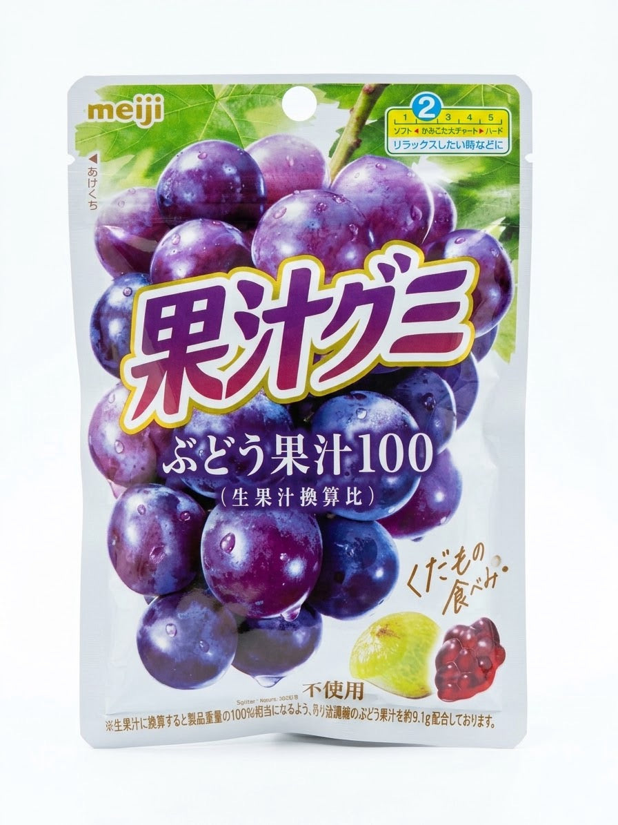 Meiji Kajyu Fruit Juice Gummy Candy - Grape | Made in Japan