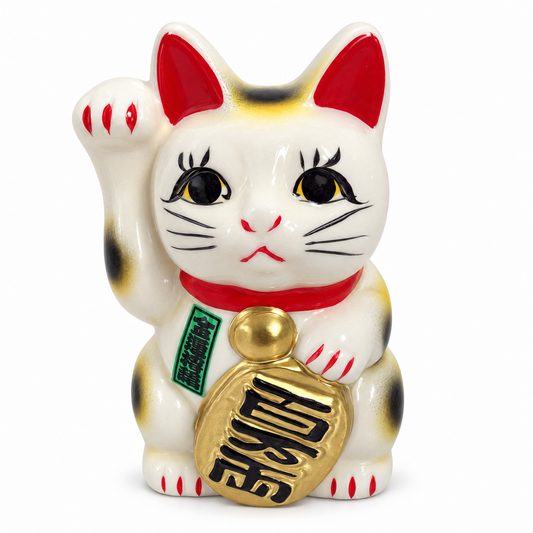 Japan Made Maneki Neko - 12cm White Japanese Lucky Cat Figurine