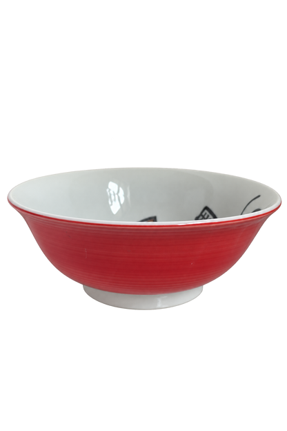 Authentic Mino Ware Japanese Ramen Bowl – Lucky Sea Bream (Tai) Ceramic Noodle Bowl, Made in Japan (Red / Blue)