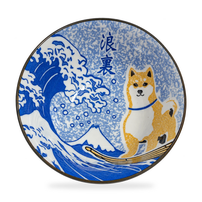 Japanese Mino Ware Shiba Inu Large Ramen Bowl – Pink Sakura Design, 20.5cm